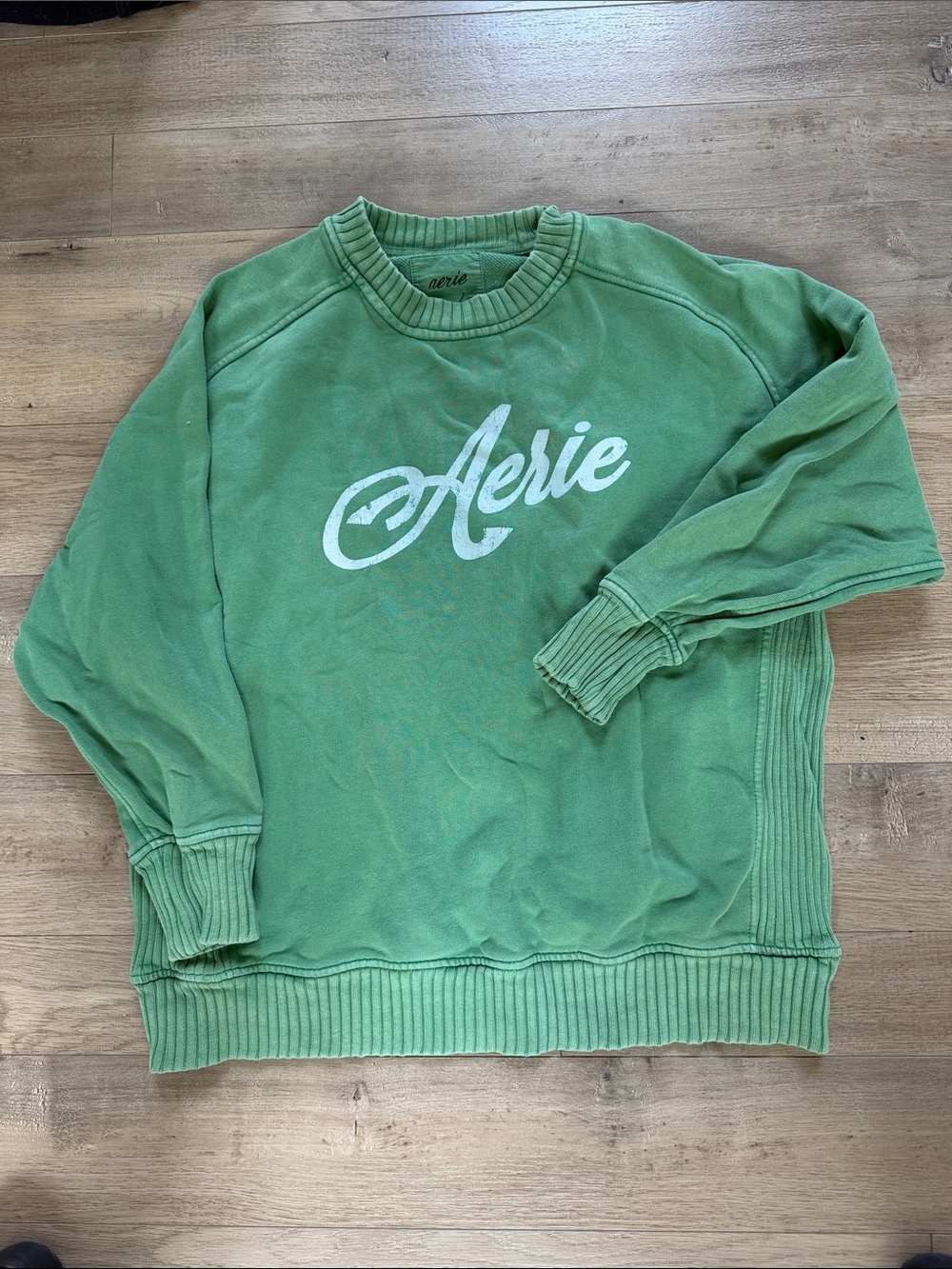 aerie Light Green Script Logo Sweatshirt